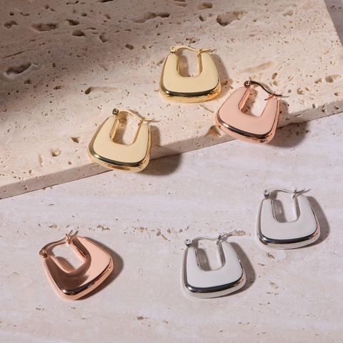Orecchini A Cerchio In Acciaio Inossidabile Forma A U Geometrica Spessi Cavi Finitura A Specchio Stile Francese Per Donne