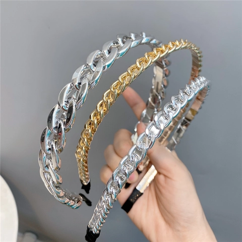 Kettenglied Stirnband Metalllegierung Kubanischen Stil Vintage Haarband Für Frauen Mode Haarschmuck Retro Kopfschmuck