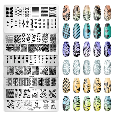 Nail Stamping Plate Stainless Steel DIY Art Template Rectangular Geometric Floral Pattern For Manicure Salon Home