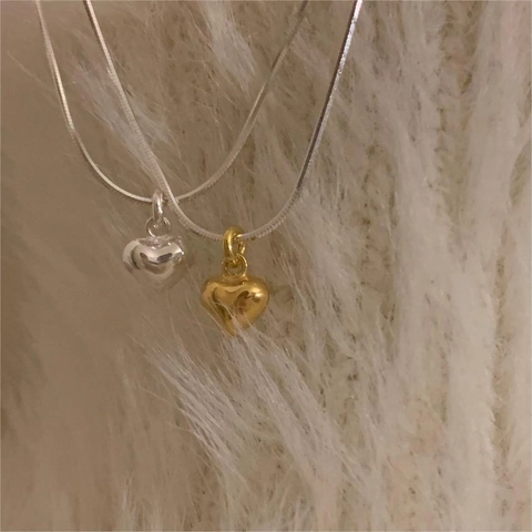 Collana Con Ciondolo A Cuore In Argento Sterling 925 Per Donna Minimalista Delicata 3D Mini Amore Catena Serpente