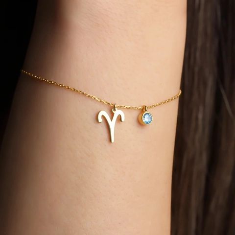 Pulsera Zodiaco Acero Inoxidable Circón Piedra De Nacimiento Doce Constelaciones Amuleto Joyería Vintage Chapada En Oro Mujer
