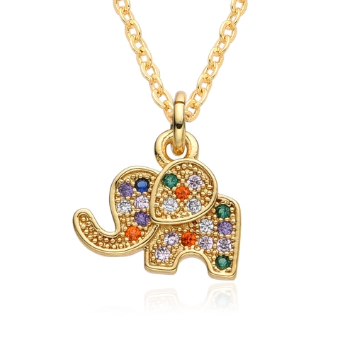 Simpatica Collana con Ciondolo a Forma di Animale Placcata in Oro Rame Strass Multicolore Tartaruga Elefante Aragosta Cavalluccio Marino Gioielli da Donna