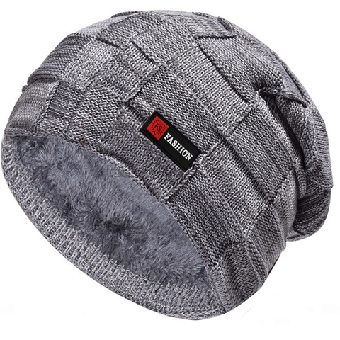 Strickmütze Und Halswärmer Winter Warm Acryl Vliesgefüttert Karomuster Outdoor Herren Modeetikett