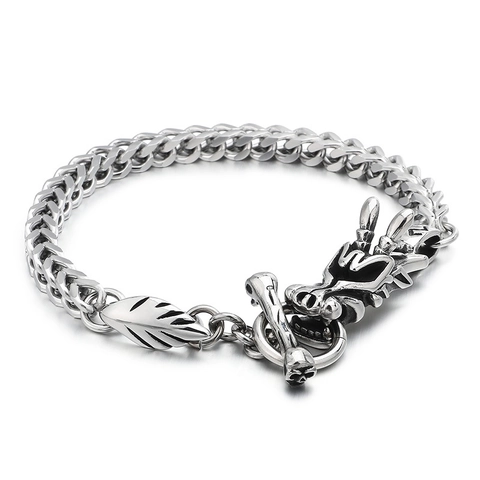 Herren Drachenkopf Armband 316 Edelstahl Punk Gothic Gewebte Franco Panzerkette Vintage Schmuck Geschenk Für Ihn