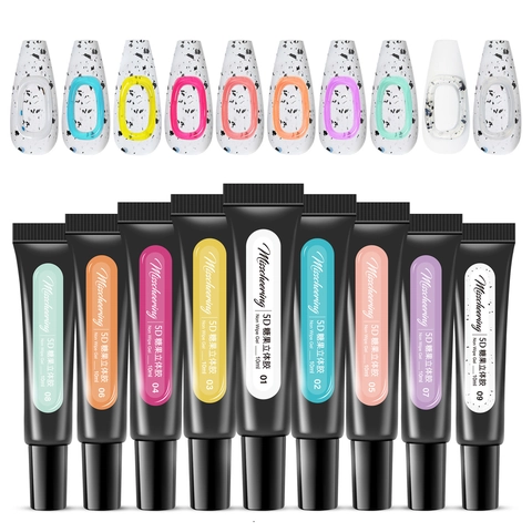 5D Stereoscopic Nail Gel Non-Wipe Tube 3D Relief Gel Polish For DIY Nail Art Decoration Macaron Colors
