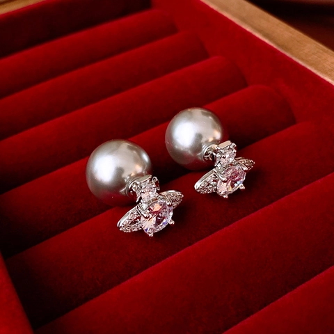 Saturn Künstliche Perlen Ohrstecker Mit Zirkonia Und Silver Earring Post Eleganter Planeten Orb Schmuck Für Damen