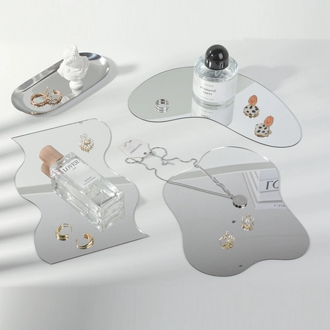 Specchio Acrilico Irregolare Accessori Fotografia Vassoio Espositore Gioielli Decorazione Scrivania Estetica Forma Onda Nuvola