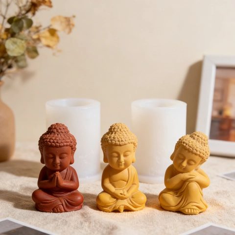 Mini Boeddha Standbeeld Siliconen Vorm Voor DIY Kaarsen Maken Hars Gieten Gips Ornament Zen Vintage