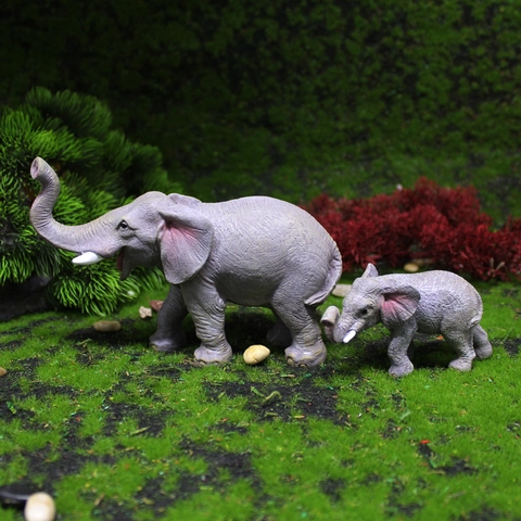 Elephant Figurines Mother And Baby Statue Realistic Resin Animal Model For Garden Home Desktop Decor Simulation Craft Gift
