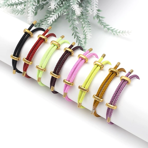 Adjustable Woven Rope Bracelet With Stainless Steel Slider Buckle Lucky Red Cord Couple Bracelet Handmade Jewelry Gift