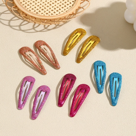 Shiny Glitter Alloy Drop Snap Hair Clips Sparkling Colorful Hairpin Accessories For Kids Girls