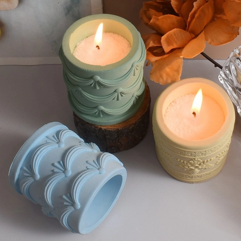 Molde De Silicona Cilíndrico Relieve Copo Nieve DIY Resina Yeso Portavelas Tarro Decoración Navideña Manualidades