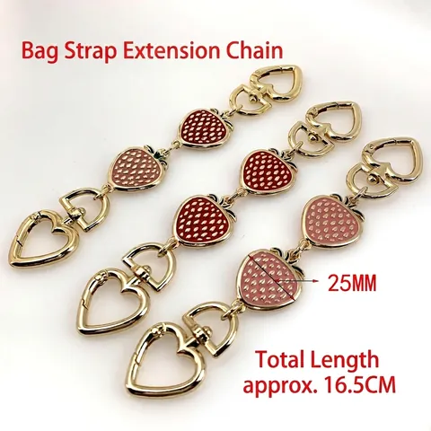 Strawberry Bag Extension Chain Alloy Enamel Heart Snap Hook Shoulder Strap Accessory Sweet Handbag Decoration