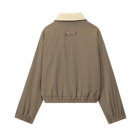 Giacca Imbottita Utility Da Donna Con Colletto In Velluto A Coste Patchwork Cappotto In Cotone Ampio