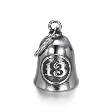 Lucky Number Thirteen Guardian Bell Pendant Necklace Stainless Steel Retro Punk Biker Jewelry Accessory For Men