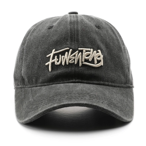 Washed Cotton Baseball Cap Vintage Distressed Letter Embroidery Adjustable Sun Shade Hat For Men And Women Streetwear