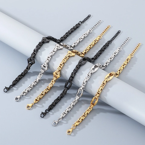Bracciale A Catena Bizantina Da Uomo Acciaio Inossidabile Gioielli Punk Stile Hip Hop Per Unisex