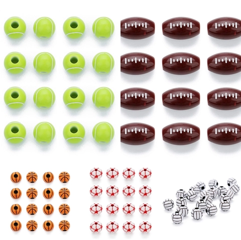Acryl Sport Ball Perlen Für Schmuckherstellung Basketball Baseball Fußball Tennis Volleyball Großes Loch DIY Handwerk