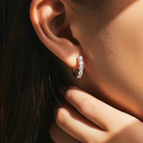 Pendientes De Aro Huggie Moissanita Plata De Ley 925 Color D VVS1 Brillante Forma U Lujo Elegante Mujeres