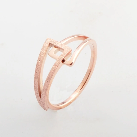 Minimalistischer Roségold Titanstahl Ring Geometrisches Doppelschicht Matt Poliertes Design Mode Schmuck Fingerring Für Damen