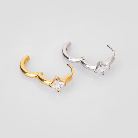 Simple Stainless Steel Hoop Earrings With Rhinestone Heart Star Geometric Charms Fashion Body Piercing Jewelry For Women Men