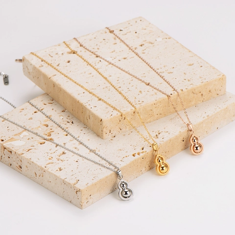 Collar Con Colgante De Gourd Hulu De Acero Inoxidable 304 Cadena De Clavícula Joyería Minimalista Para Mujer