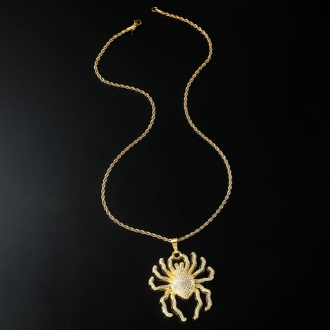 Collana Con Ciondolo Ragno Iced Out Con Catena A Corda In Acciaio Inossidabile Gioielli Hip Hop In Lega Strass Per Uomo