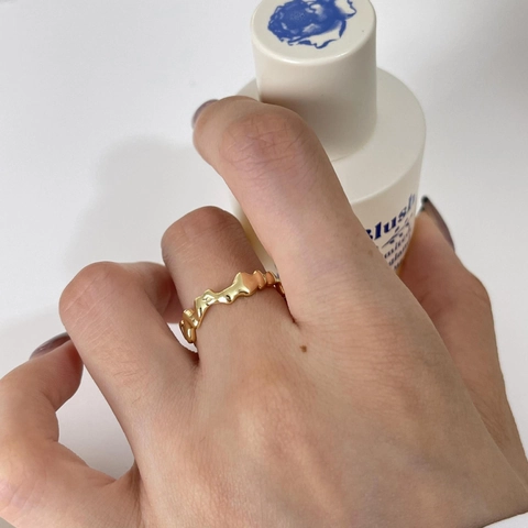 Anillo In Argento Sterling 925 Consistenza Onda Irregolare Lava Gioielli Geometrici Minimalisti Per Donne