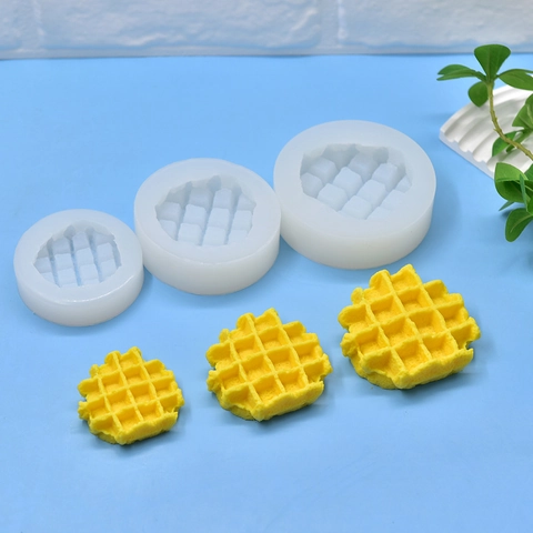 Molde De Silicona Con Forma De Gofre Patrón De Rejilla Redonda Para Hacer Jabón Artesanal Vela Bricolage Herramientas De Repostería