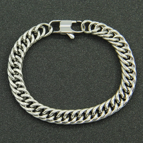 Bracciale a Maglia Cubana in Acciaio al Titanio Hip Hop per Uomo Donna Bracciale a Catena Curb Lucido Gioielli Stile Rap Punk Accessorio Mano Unisex