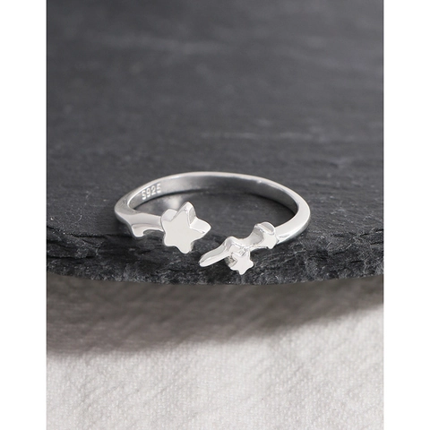 Minimalist 925 Sterling Silver Star Ring Open Adjustable Meteor Design Light Luxury Jewelry For Women Girls