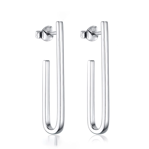 Minimalist Geometric Stud Earrings 925 Sterling Silver U-Shaped Bar Line Fashion Jewelry For Women Elegant Accessory