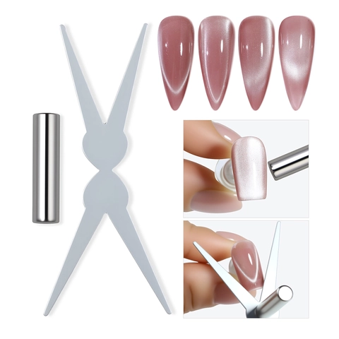 Nail Art Cat Eye Magnet Tool Double Headed French Tip Auxiliary Bracket Metal For Manicure Styling Accessories