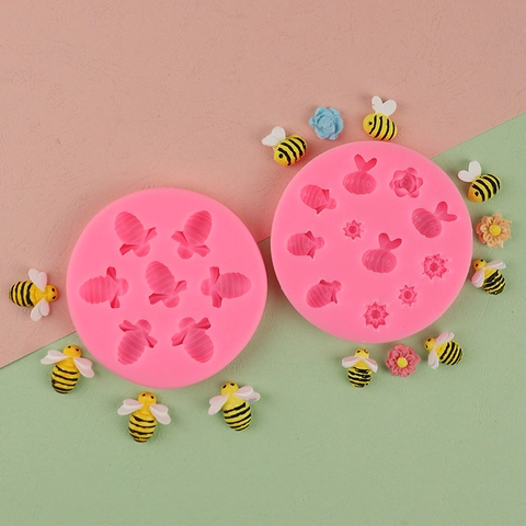 Stampo Silicone Ape Fiore Fondant Cioccolato Decorazione Torte Strumento Pasticceria DIY Rosa Grigio Tondo