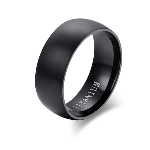 Schwarzer Titan Ring Für Herren Matt Gebürstet Schlichtes Band Mode Schmuck Accessoire