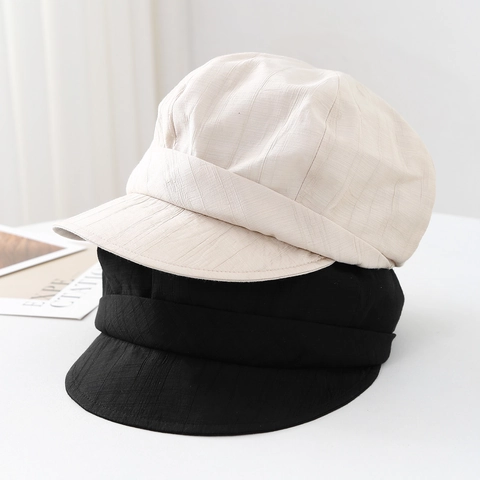 Newsboy Mütze Für Damen Plissee Polyester Weiche Krempe Sonnenschutz Faltbar Verstellbar Japanischer Stil