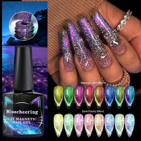 Gel Βερνίκι Νυχιών Cat Eye Αντανακλαστικό Glitter Μαγνητικό Soak Off UV LED Εφέ Κρυστάλλου Λέιζερ Λαμπερό Μανικιούρ