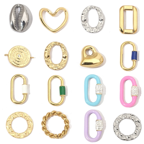 Geometric Oval Heart Round Pendants Charms Stainless Steel Mirror Polished Enamel Rhinestone DIY Jewelry Making Accessories