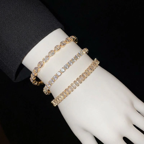 Luxury Zirconia Tennis Bracelet For Women Gold Silver Plated Geometric Crystal Adjustable Bracelet Wedding Jewelry Gift