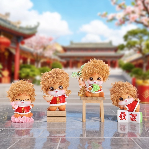 Zodiac Horse Figurine Resin Blind Box Afro Hair Trendy Desktop Ornament Lucky Mascot Chinese Style Gift