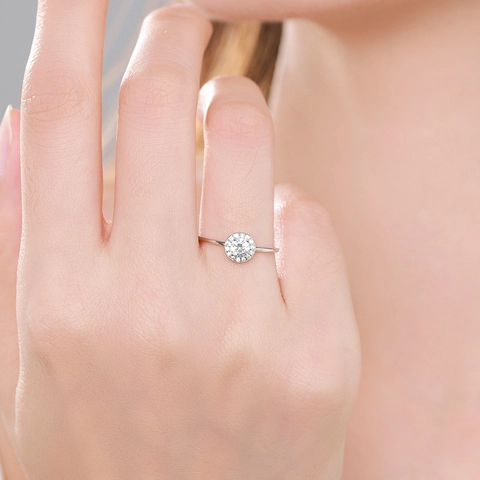 Halo Ring 925 Sterling Silber Mit Rundem Zirkonia Minimalistischer Eleganter Schmuck Für Frauen