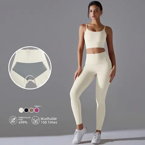 Damen Yoga Camisole Top Und Leggings Mit Hoher Taille Nylon Spandex Antibakteriell Feuchtigkeitstransportierend Fitness