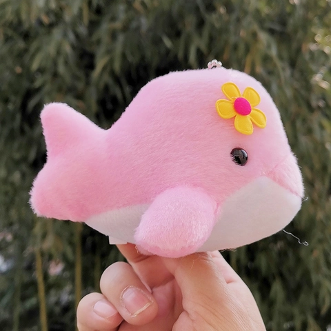 Cartoon Whale Dolphin Plush Toy Pendant Soft Stuffed Animal Bag Charm Keychain Decorative Gift For Kids Women Girls