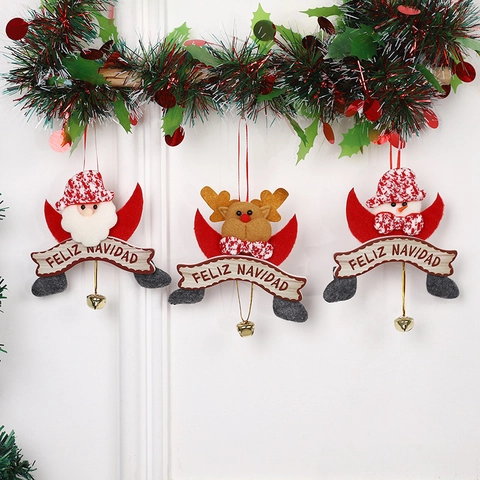 Weihnachtsdeko Anhänger Rentier Weihnachtsmann Schneemann Feliz Navidad Holz Stoff Filz Metall Glocke Festliche Party