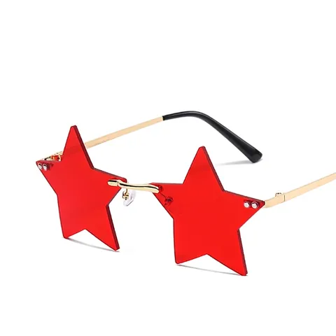 Sternförmige Randlose Sonnenbrille UV400 Metallrahmen Personalisierte Trendy Party Punk Mode Brillen Für Damen Herren