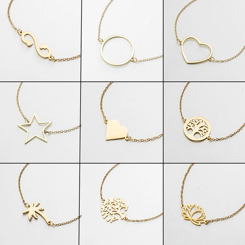 Bracciale In Acciaio Inossidabile Da Donna Delicato Geometrico Cuore Stella Albero Della Vita Loto Infinito Gioielli