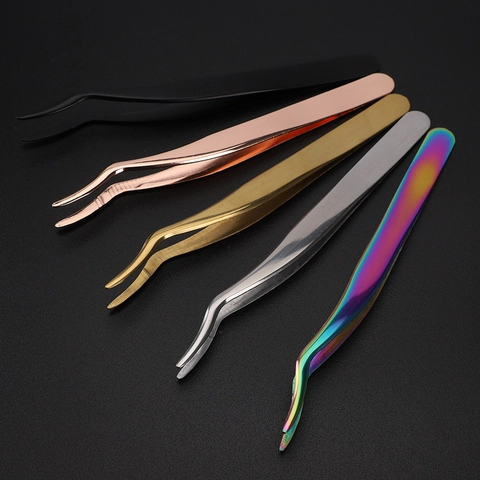 Eyelash Tweezers Stainless Steel Curved False Eyelash Applicator Extension Grafting Tool Makeup Accessory Precision Helper