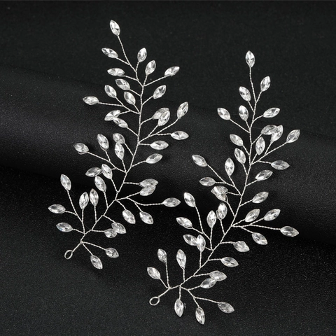 Pinces À Cheveux Élégantes En Forme De Branche De Feuille Strass Alliage Fait Main Accessoires De Coiffure De Mariage Pour Femmes