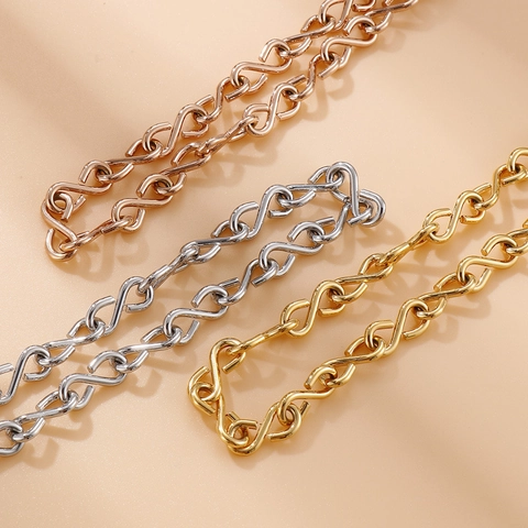 Stainless Steel Infinity Design Chain Necklace Handmade Geometric Minimalist Polished Jewelry For Men Women