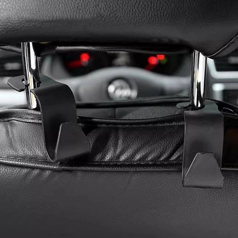 Car Headrest Hanger Multi-Functional Universal Back Seat Organizer Hook Black Plastic Storage Hook For Handbag Purse Bag